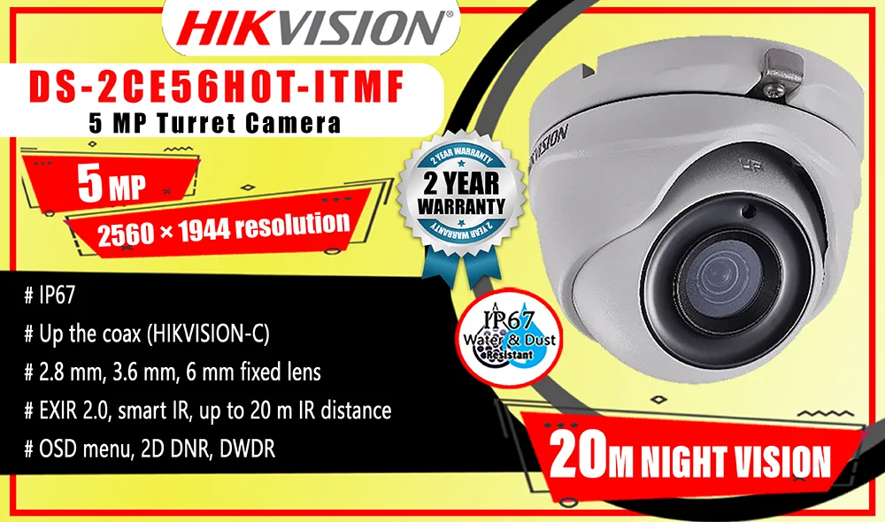 DS 2CE56H0T ITMF Hikvision 5MP CCTV Camera In Srilanka